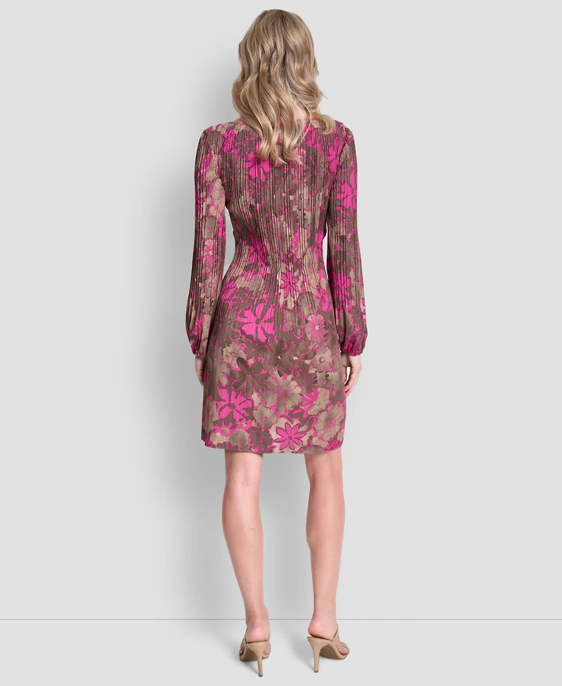 Dkny Women's Long-Sleeve Release Pleat Shift Dress