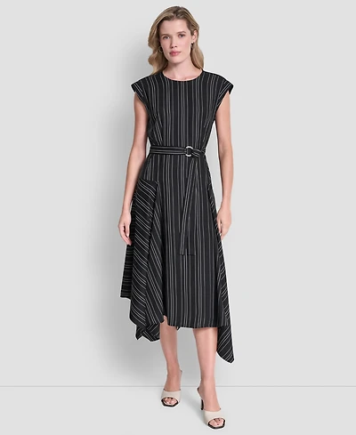 Dkny Women's Cap-Sleeve Asymmetric Hem Midi Dress