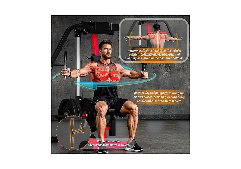 Aecojoy Chest Fly Machine, Pec Deck Fly and Reverse Delt Machine, 450lbs Adjustable Upper Body Workout Equipment for Home Gym
