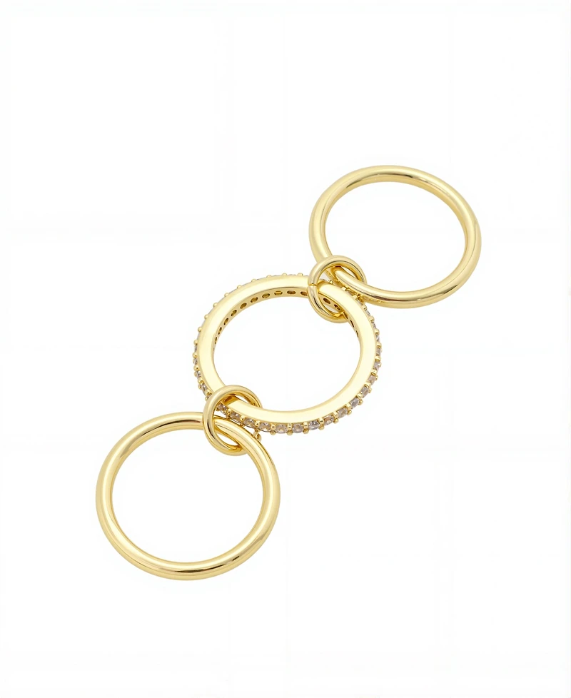 Unwritten Cubic Zirconia and Plain Triple Interlocked Ring