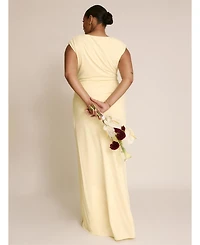 Six Stories Women's Cowl Gathered Short Sleeve Bridesmaid