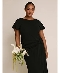 Six Stories Women's Knot Panel Flutter Sleeve Stretch Dresses