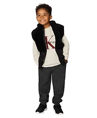 Calvin Klein Boys 2T-7 3-Piece Stand Collar Vest, T-Shirt and Joggers Set