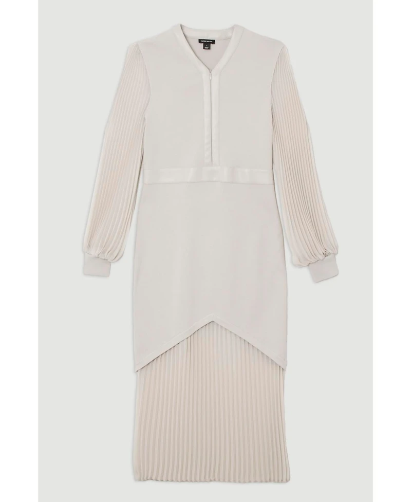 Karen Millen Women's Woven Sleeved Pleated Dress