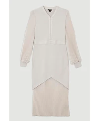 Karen Millen Women's Woven Sleeved Pleated Dress