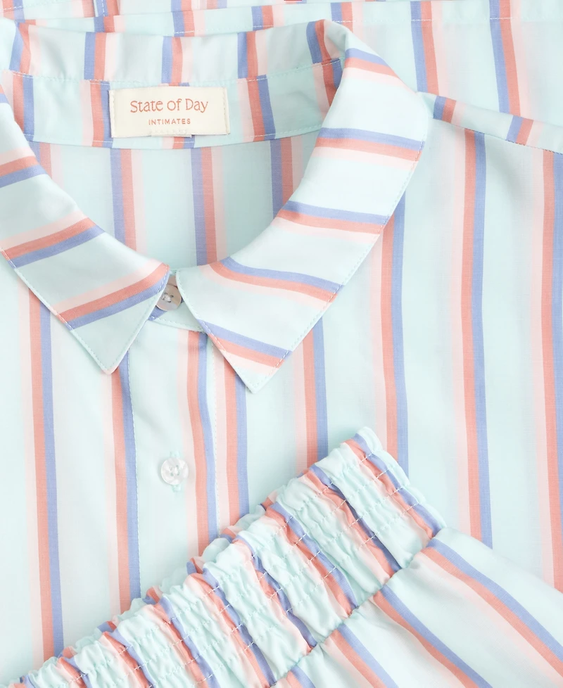 State of Day Women's Woven Top & Ruffle Shorts Pajamas, 2-Piece Set, Macy's Exclusive