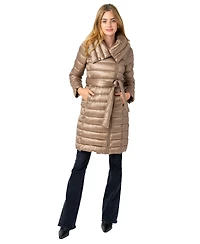 Via Spiga Women's Asym Puffer 38" Belted