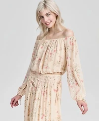 Now This Womens Off The Shoulder Floral Print Top Macys Exclusive