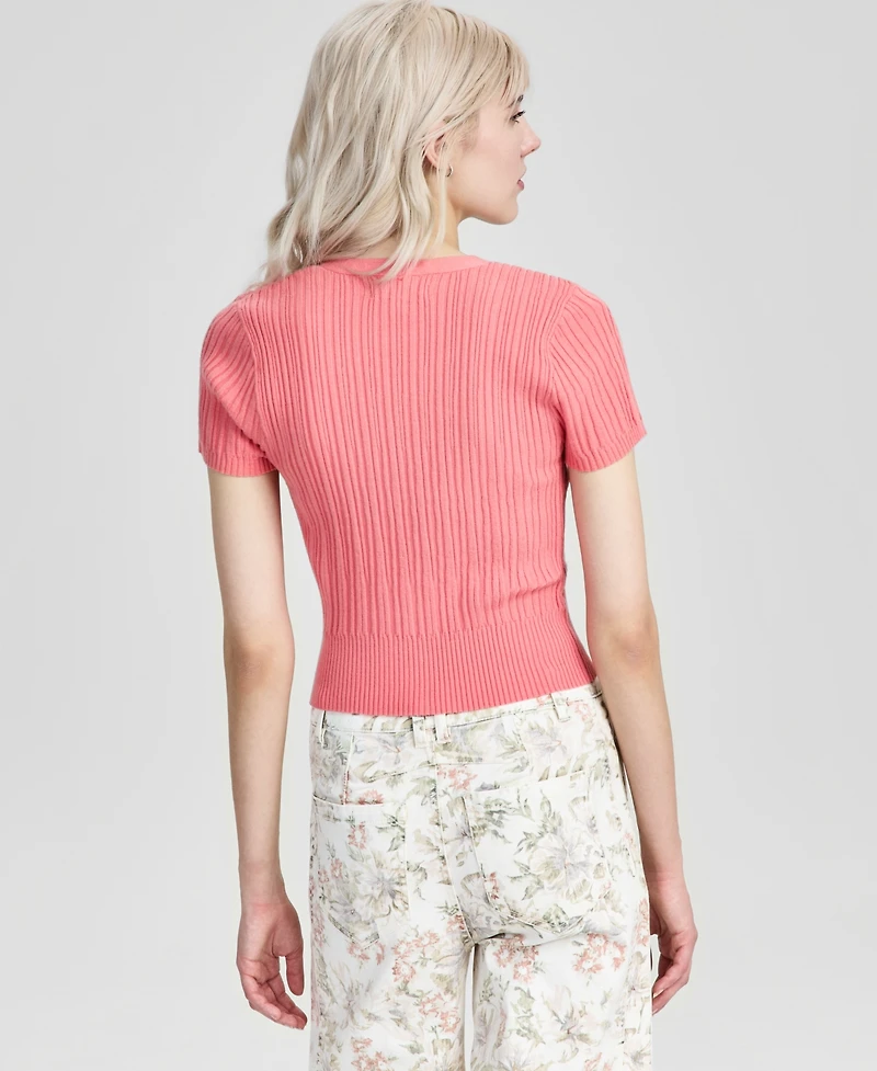 And Now This Women's Ribbed Short-Sleeve Cardigan, Macy's Exclusive