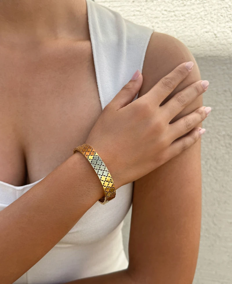 Adornia Tarnish Resistant Gold Clover Bangle