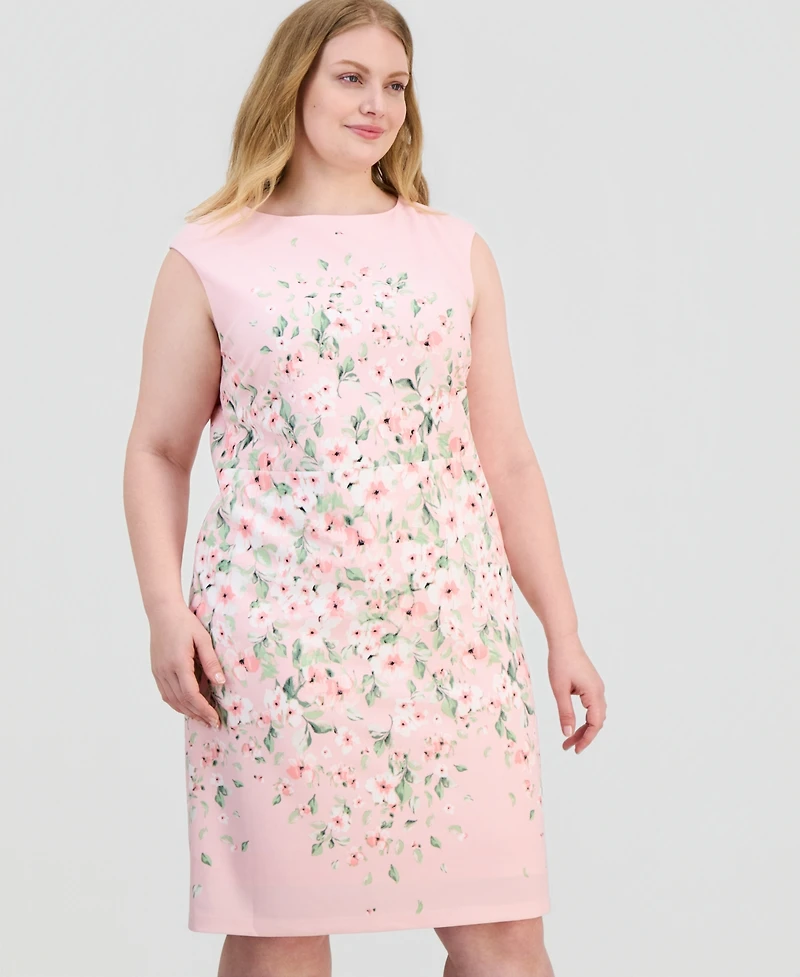 Kasper Plus Floral Sleeveless Sheath Dress