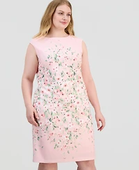 Kasper Plus Floral Sleeveless Sheath Dress