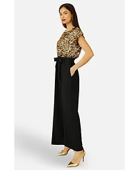 Yumi Women's Sequin Top Stretch Jumpsuit