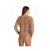 The Noli Shop Women's Elea Crystal Knit Sweater - Sangria