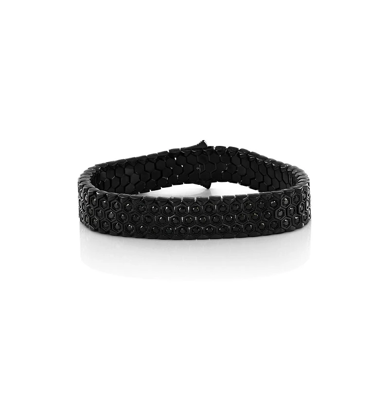 Metallo Stainless Steel Honey Comb Design Cz Bracelet