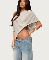 Edikted Women's Loma Asymmetric Off Shoulder Knit Poncho