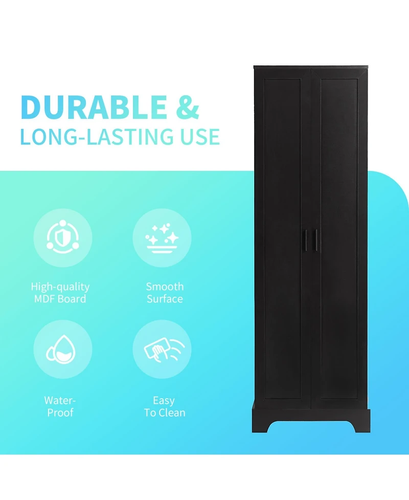 Casainc 71.2"H Storage Cabinet with 2 Doors and Adjustable Shelf, Mdf