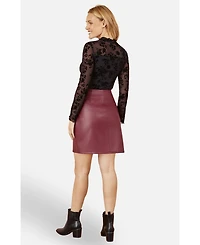 Yumi Women's Faux Leather Wrap Mini Skirt