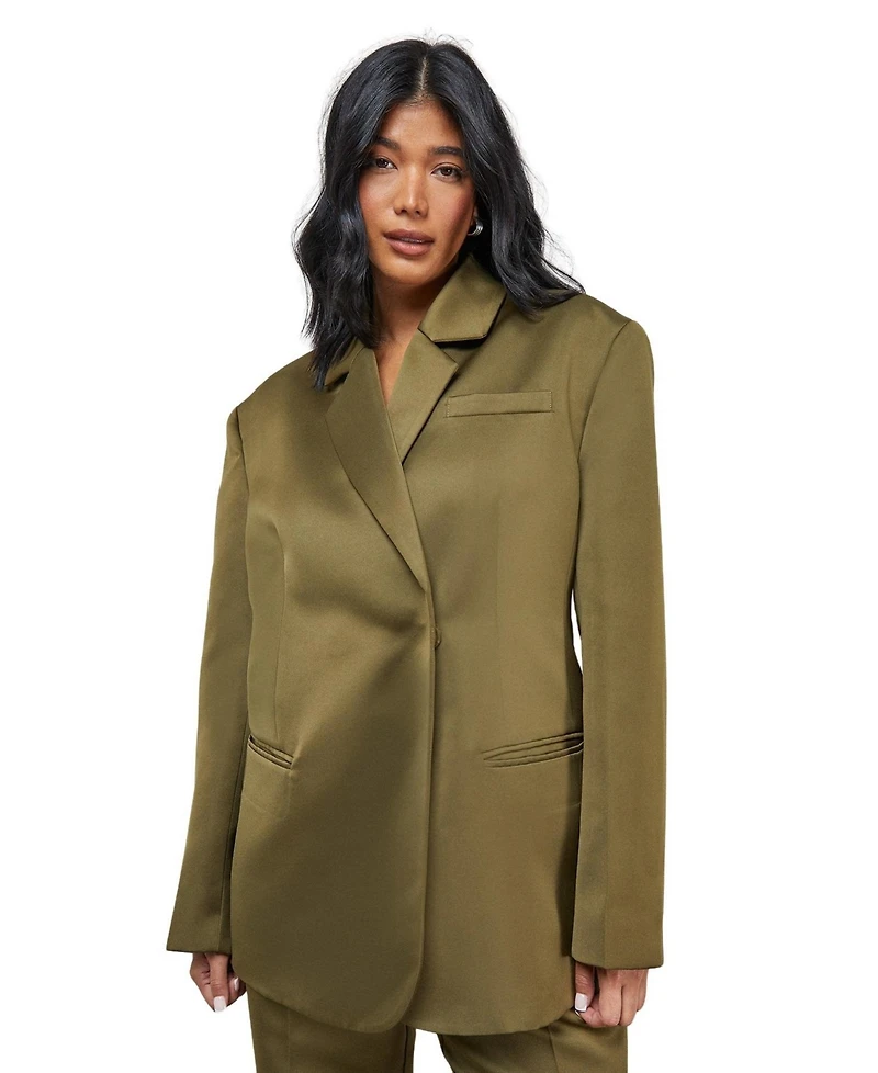 Warehouse Women's Premium Satin Oversized Blazer