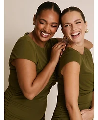 Six Stories Women's Twist Bust Short Sleeve Stretch