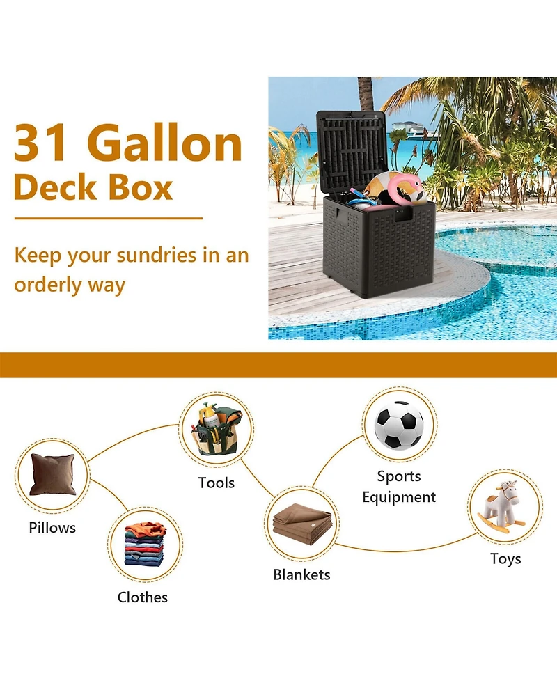 Sugift 31/73/100 Gallon All Weather Storage Container with Lockable Lid-s