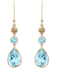 Macy's Sky Blue Topaz & Blue Topaz Drop Earrings (12-3/8 ct. t.w.) in 14k Yellow Gold