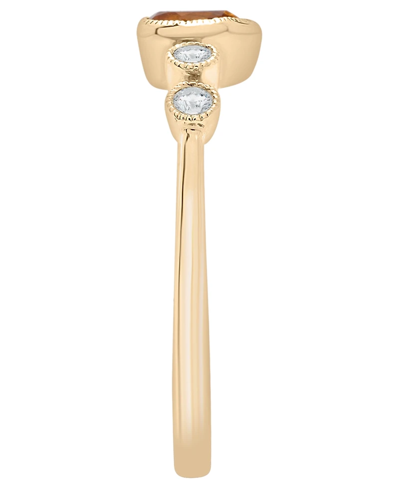 Macy's Citrine (1/5 ct. t.w.) & Diamond (1/10 ct. t.w.) Pear Ring in 14k Gold-Plated Over Sterling Silver