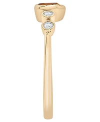 Macy's Citrine (1/5 ct. t.w.) & Diamond (1/10 ct. t.w.) Pear Ring in 14k Gold-Plated Over Sterling Silver