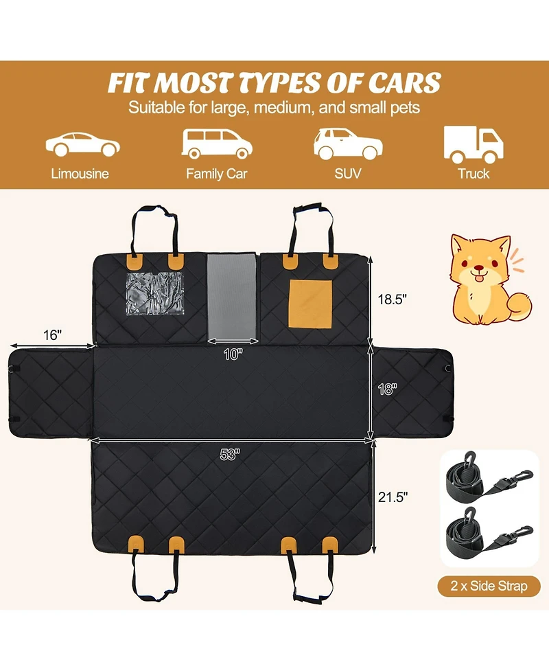 Sugift Dog Car Seat Cover Protector for Back Seat with Mesh Windows