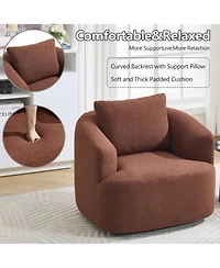 Boyelliving Mid-Century Modern Accent Chair, Armchair Living Room Chair, Comfy Single Sofa Chair, Polyester Fabric Chair for Living Room