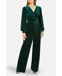 Yumi Women's Velvet Long Sleeve Jumpsuit