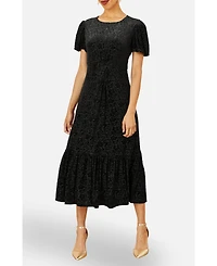 Yumi Women's Velvet Twist Waist Midi Dress