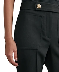 Reiss Women's Twill Button-Tab Flared with Wool Pants