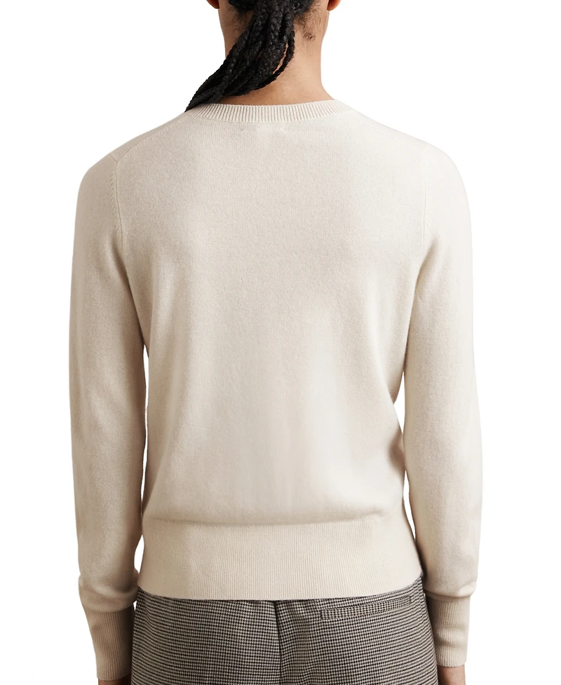Reiss Women's Wool-Blend Crew-Neck with Cashmere Cardigan Sweater