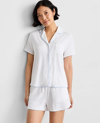 State of Day Women's Fluid Knit Notched-Collar Pajama Set Xs-3X, Exclusively at Macy's