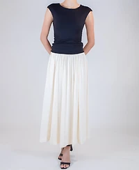 Taylor Women's Two-Toned Drop Waist Crewneck Dress