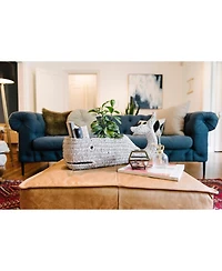 Storied Home Whale Shaped Woven Bankuan Rope Box with Lid, Grey