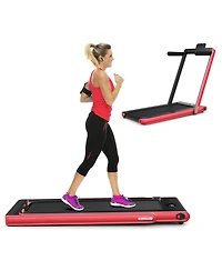 Skonyon 2-in-1 Electric Motorized Health and Fitness Folding Treadmill with Dual Display and Speaker