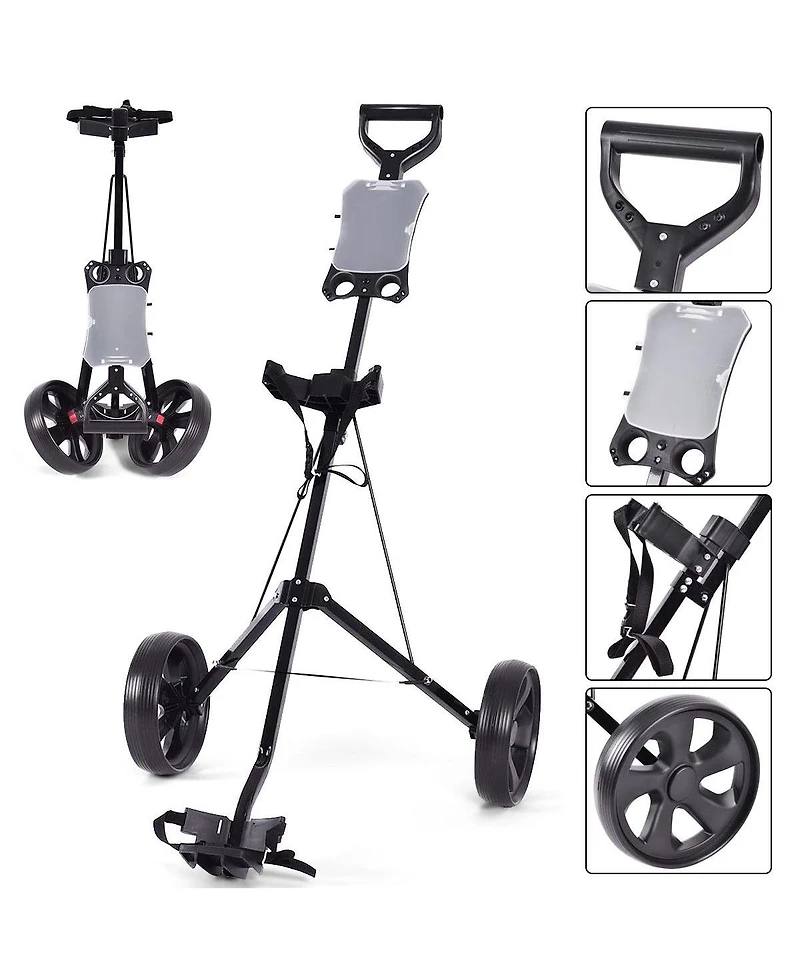 Skonyon Folding 2 Wheels Push Pull Golf Cart Trolley with Scoreboard