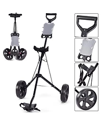 Skonyon Folding 2 Wheels Push Pull Golf Cart Trolley with Scoreboard
