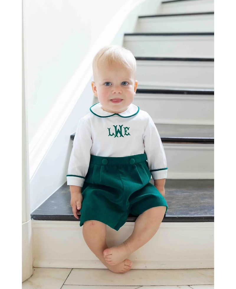 Florence Eiseman Baby Boys One Piece & Suits & Sets Pique And Velvet Short Sleeve All In One Shortall