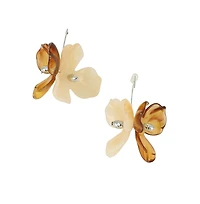 Women's The Iris Drop Earrings - Coffee Brown & Metallic Silver