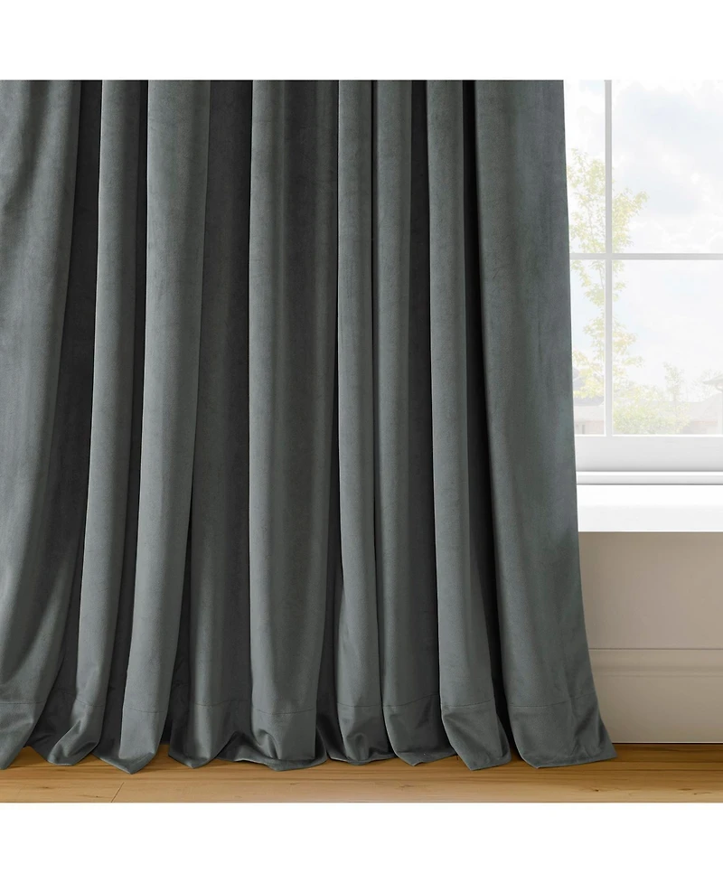 Half Price Drapes Natural Grey Signature Velvet Blackout Curtain