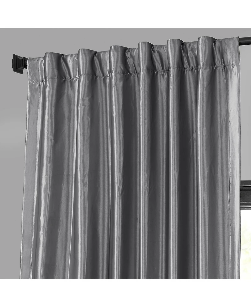 Half Price Drapes Platinum Faux Silk Taffeta Blackout Curtain