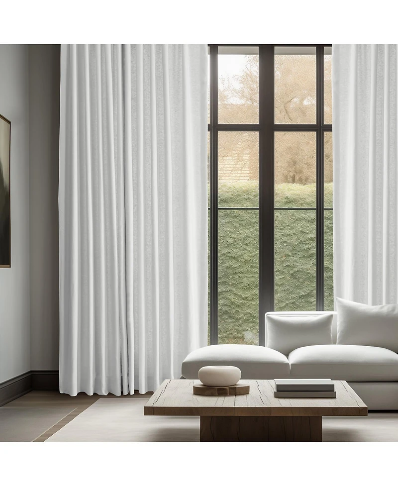 Half Price Drapes Crisp White French Linen Room Darkening Curtain