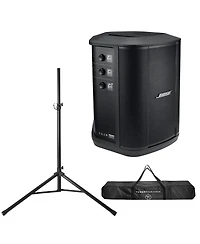 Bose S1 Pro+ Portable Wireless Pa System with Bluetooth, Black Bundle With Turnstile Audio Height-Adjustable Speaker Stand and Stand Case