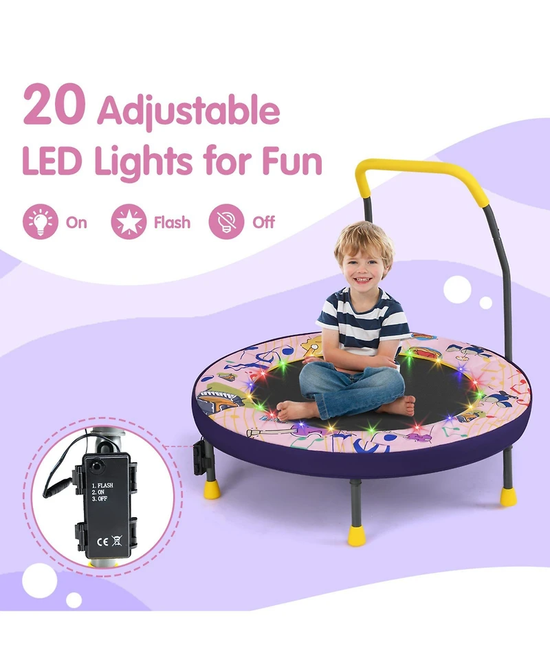 Skonyon Mini Trampoline Folding Small Rebounder for Kids with Lights