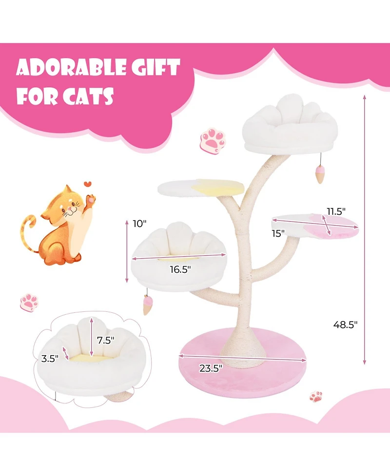 Skonyon Multi-Layer Cat Tree Cat Tower with 2 Cat Perches 2 Platforms