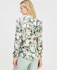 Anne Klein Women's Pleat-Front Long-Sleeve Blouse