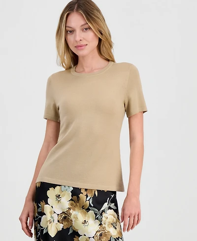 Anne Klein Women's Merino Wool Short-Sleeve Sweater